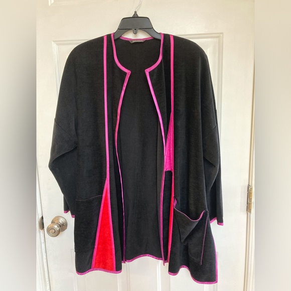 ANNIKKI KARVINEN Jackets & Blazers - ANNIKKI KARVINEN Boho Festival Relaxed Jacket Pink and Black Flowy Lagenlook OS